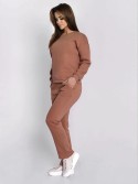 Ladies\' insulated tracksuit top and loose pants beige FI762